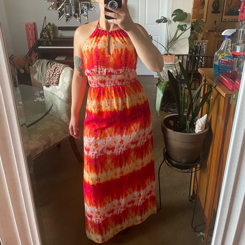 A. Byer halter top backless maxi dress.